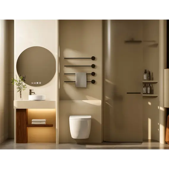 Комплект подвесной унитаз ABBER Bequem AC1100T белый с инсталляцией AC0105 и кнопкой , золото матовое