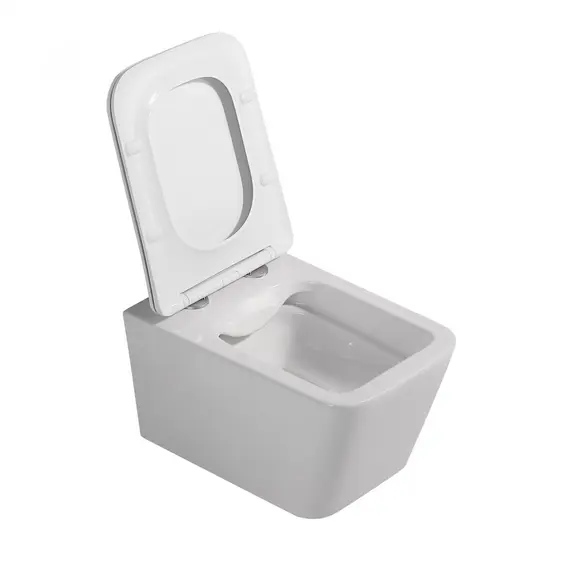 Комплект подвесной унитаз ABBER Rechteck AC1201 белый с инсталляцией AC0105 и кнопкой  хром