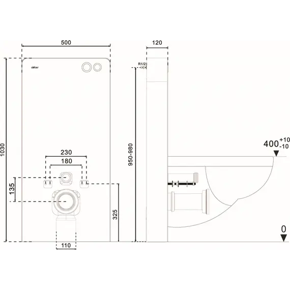 Инсталляционный модуль внешнего монтажа ABBER AC0107MW для подвесного унитаза, белый