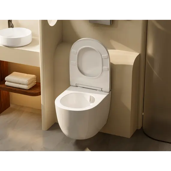 Комплект подвесной унитаз ABBER Bequem AC1100T белый с инсталляцией AC0105 и кнопкой белая матовая