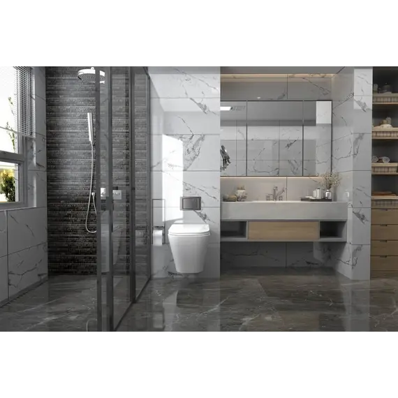 Комплект подвесной унитаз ABBER Rechteck AC1201 белый с инсталляцией AC0105 и кнопкой матовый хром