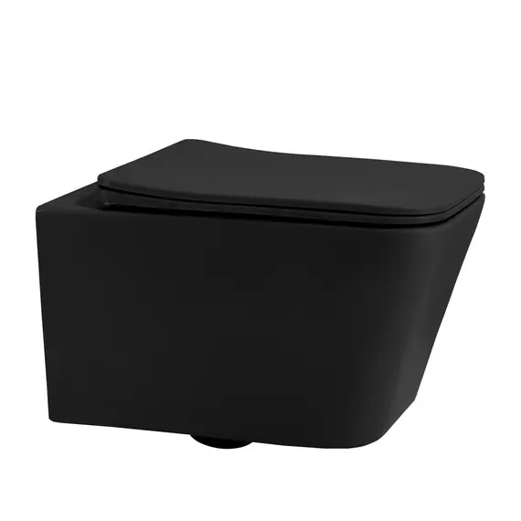 Комплект подвесной унитаз ABBER Rechteck AC1201MB черный матовый с инсталляцией AC0105 и кнопкой  золото матовое