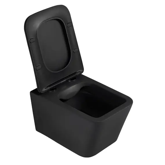 Комплект подвесной унитаз ABBER Rechteck AC1201MB черный матовый с инсталляцией AC0105 и кнопкой никель