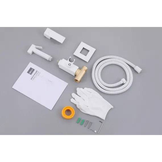 Смеситель ABBER Daheim AF8226W с гигиеническим душем,белый матовый