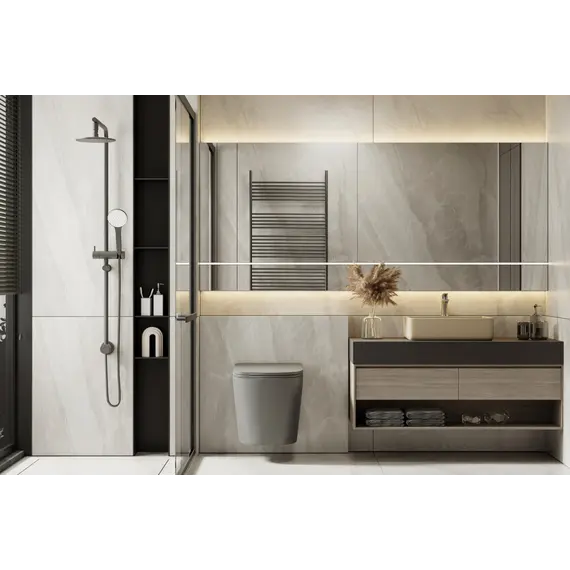 Унитаз ABBER Bequem AC1102TMG подвесной серый матовый, безободковый, смыв торнадо