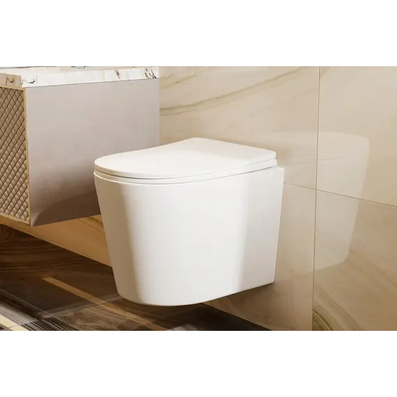 Унитаз ABBER Bequem AC1102TMW подвесной белый матовый, безободковый, смыв торнадо