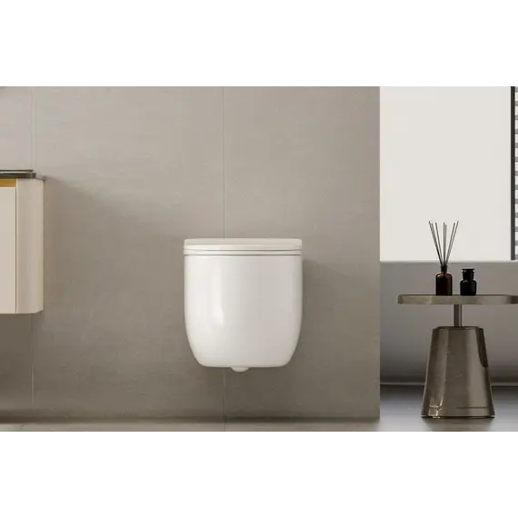 Унитаз ABBER Bequem AC1104TN подвесной белый, безободковый, смыв торнадо