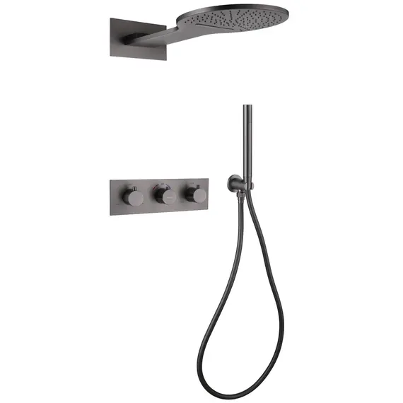 Душевая система ABBER Wasser Kreis AF8151NG скрытого монтажа без излива, термостат, никель