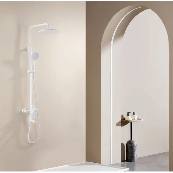 Душевая стойка ABBER Weiss Insel AF8016FWL с изливом, белый матовый