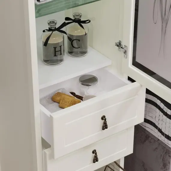 Пенал OPADIRIS Тибет 40 левый С БЕЛЬЕВОЙ КОРЗИНОЙ, слоновая кость