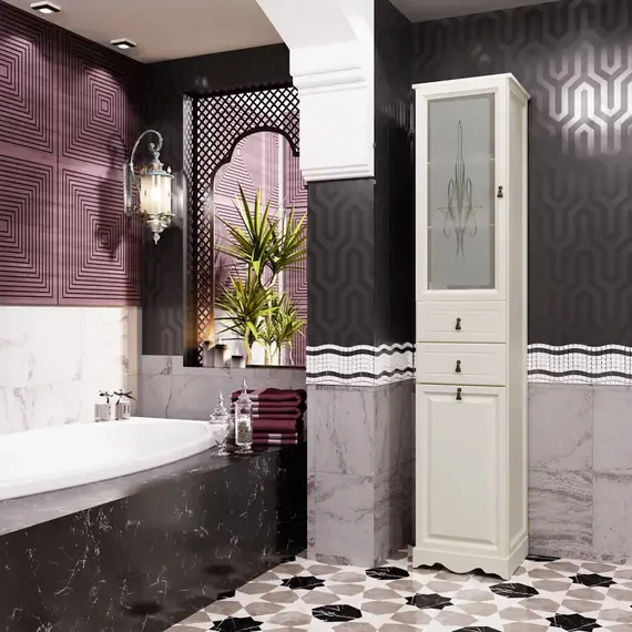 Пенал OPADIRIS Тибет 40 левый С БЕЛЬЕВОЙ КОРЗИНОЙ, слоновая кость