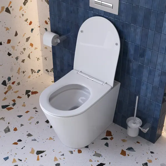 Унитаз приставной безободковый с сиденьем и смывом TORNADO BelBagno FLAY-TOR BB1003CB-TOR/SC