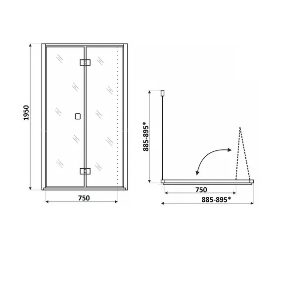 Ограждение душевое Ceruttispa BELLA ZQD91B без поддона (90х90х195)