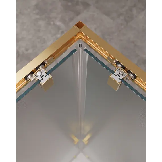 Душевой уголок Cezares Molveno 90x90 MOLVENO-A-2-90-P-BORO профиль Брашированное золото стекло рифленое