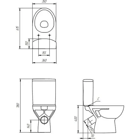 Унитаз Cersanit Yalla Clean On 011 3/6 DPL EO безободковый