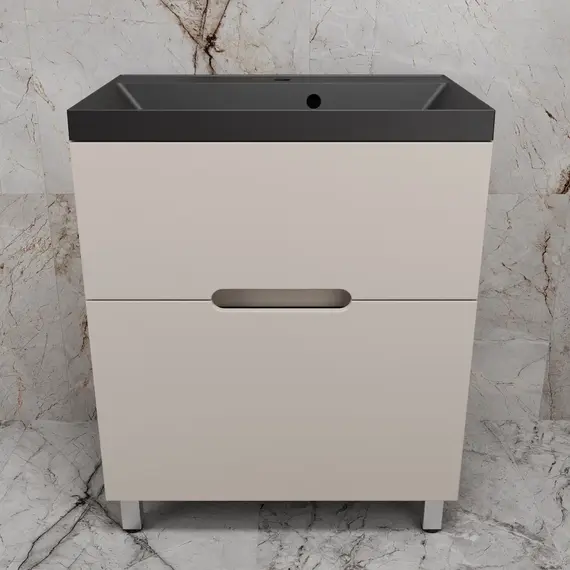 Тумба напольная Style line "Матис " с раковиной ASTI  (2 ящика), КРЕМ, ЭМАЛЬ