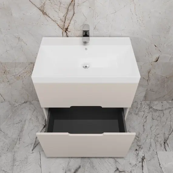 Тумба напольная Style line "Матис " с раковиной ASTI  (2 ящика), КРЕМ, ЭМАЛЬ