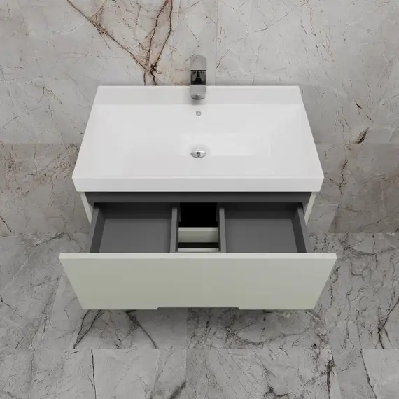 Тумба напольная Style line "Матис " с раковиной ASTI (2 ящика), ОЛИВА, ЭМАЛЬ