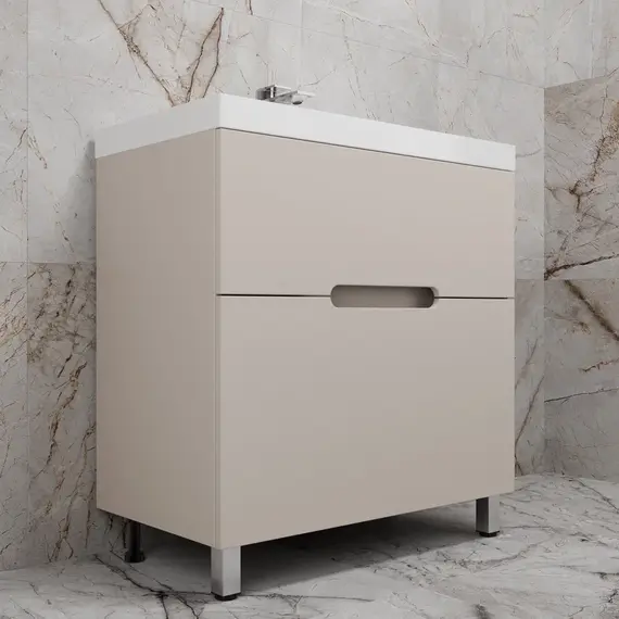 Тумба напольная Style line "Матис " с раковиной ASTI  (2 ящика), КРЕМ, ЭМАЛЬ