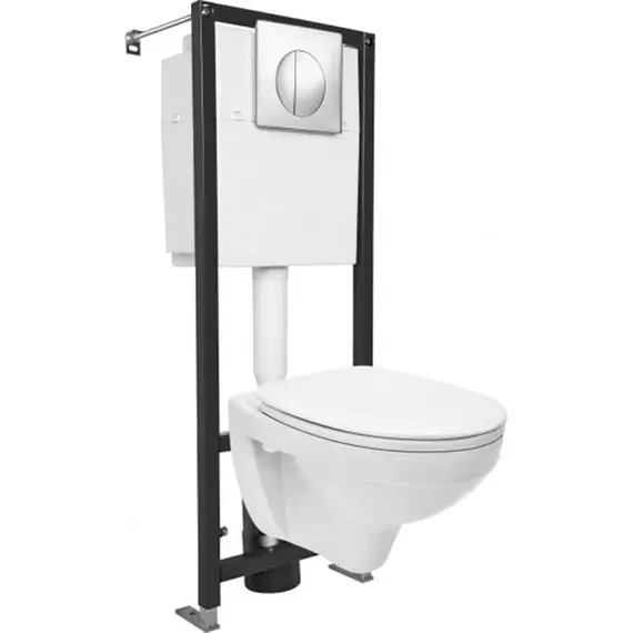 Комплект Cersanit DELFI TPL инсталляция BLACK кнопка  хром глянцевый