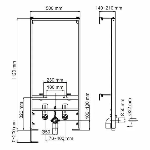 Система инсталляции для биде WasserKRAFT Aller 10BDT.020 без кнопки