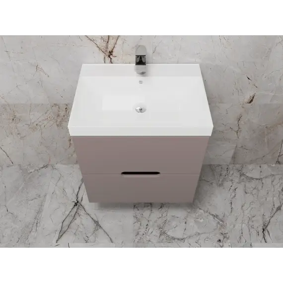 Тумба подвесная Style Line  "Матис", с раковиной Classic , (2 ящика), тауп темный, эмаль