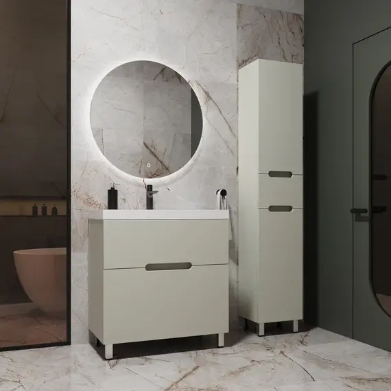 Тумба напольная Style line "Матис " с раковиной ASTI (2 ящика), ОЛИВА, ЭМАЛЬ