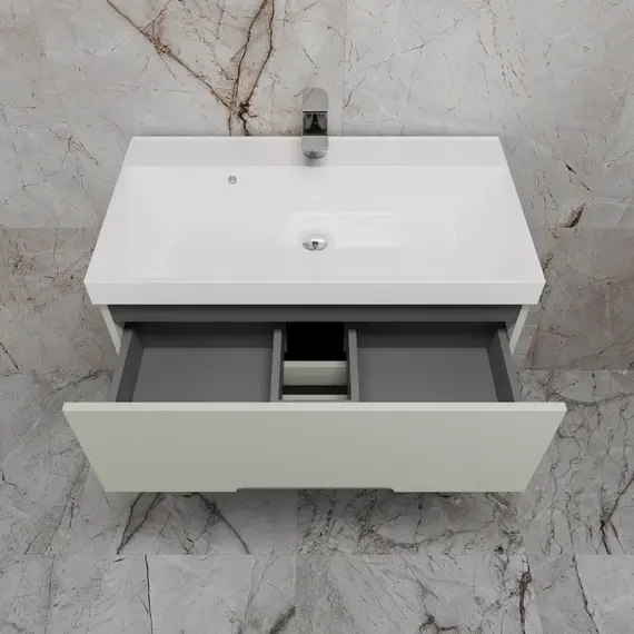 Тумба напольная Style line "Матис " с раковиной ASTI (2 ящика), ОЛИВА, ЭМАЛЬ