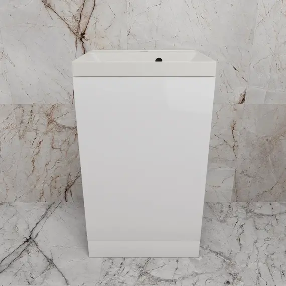 Тумба напольная "МОНО 50" с раковиной ASTI 50, белый глянец