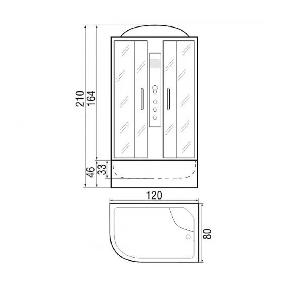 Душевая кабина River DUNAY TH /R  120х90 тонированное/высокий поддон(44см)