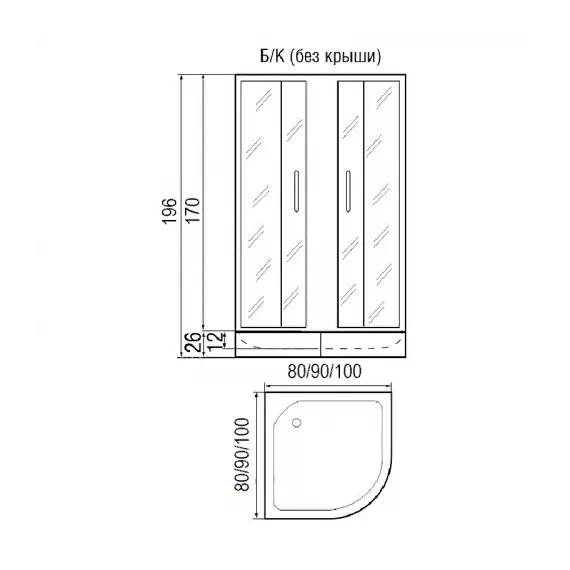 Душевое ограждение River DON МТ 90х90х170 без поддона матовое стекло