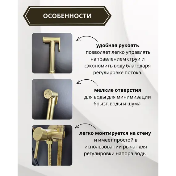 Душ гигиенический ACWEN 82003BG матовое золото