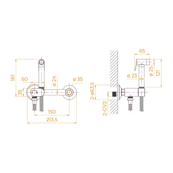 Гигиенический душ с поворотным управлением RGW SP-216Gr