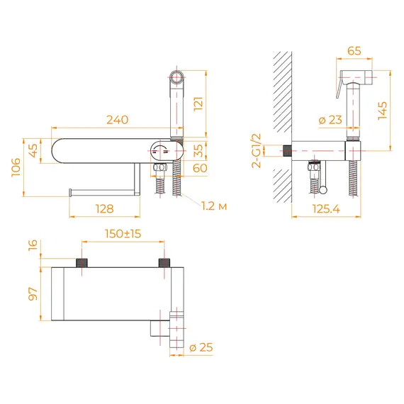 Гигиенический душ со смесителем RGW SP-222B