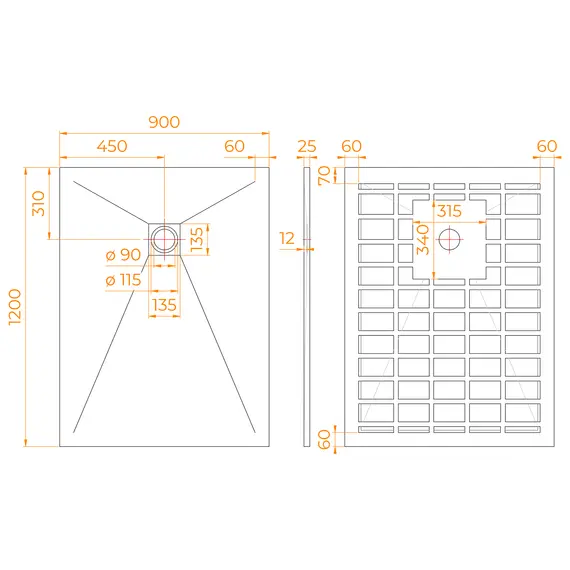 Душевой поддон прямоугольный STONE TRAY-W