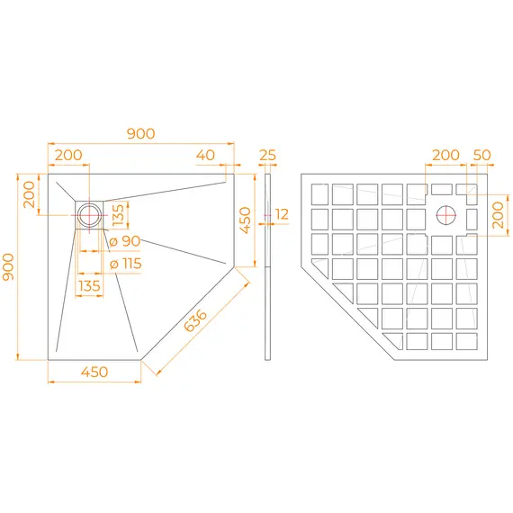 Душевой поддон трапеция STONE TRAY-G