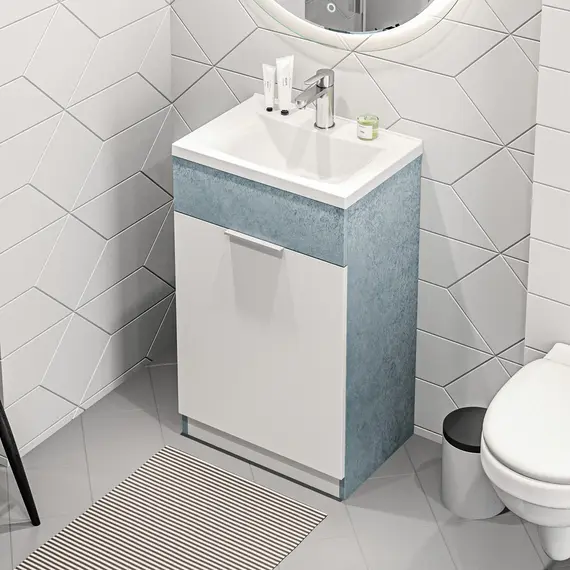 Тумба напольная с раковиной 1Marka Revo 50 см, бетон светло-серый