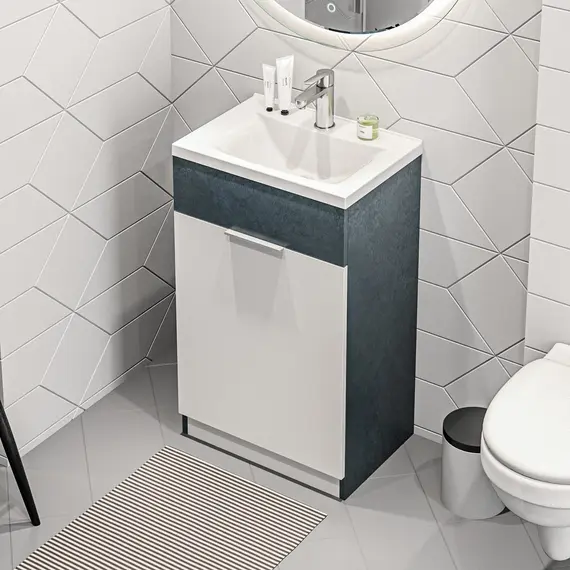 Тумба напольная с раковиной 1Marka Revo 50 см, бетон темно-серый