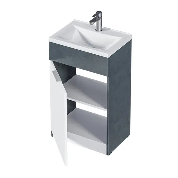 Тумба напольная с раковиной 1Marka Revo 50 см, бетон темно-серый