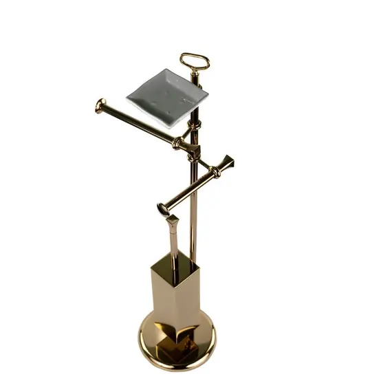 Stil Haus Prisma  cтойка: мыльн. + полотенцедер.+ бумагодер. + ёрш метал.   золото - белая керам