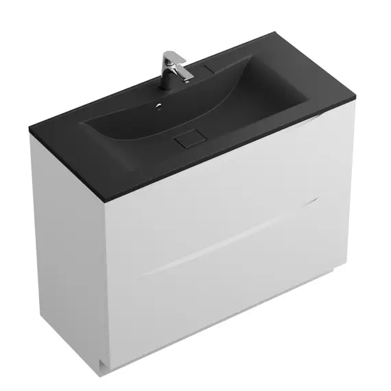 Тумба напольная с белой/черной раковиной BelBagno MARINO Bianco Lucido