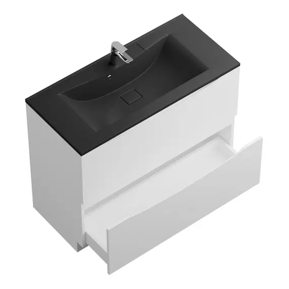 Тумба напольная с белой/черной раковиной BelBagno MARINO Bianco Lucido