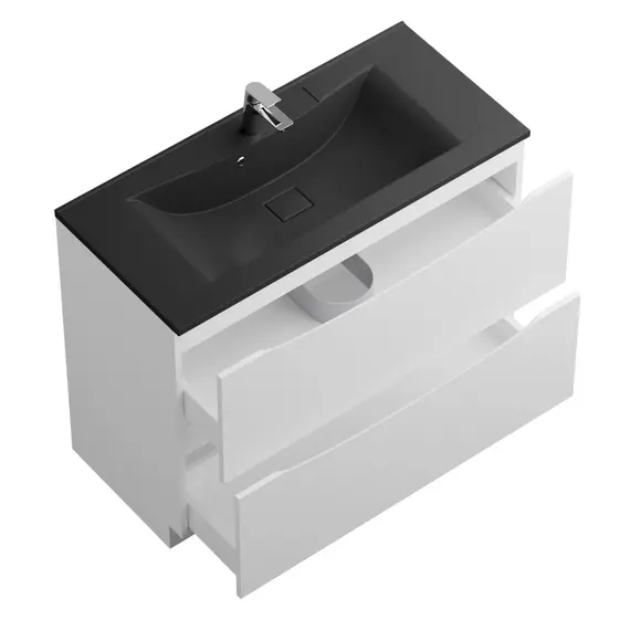 Тумба напольная с белой/черной раковиной BelBagno MARINO Bianco Lucido