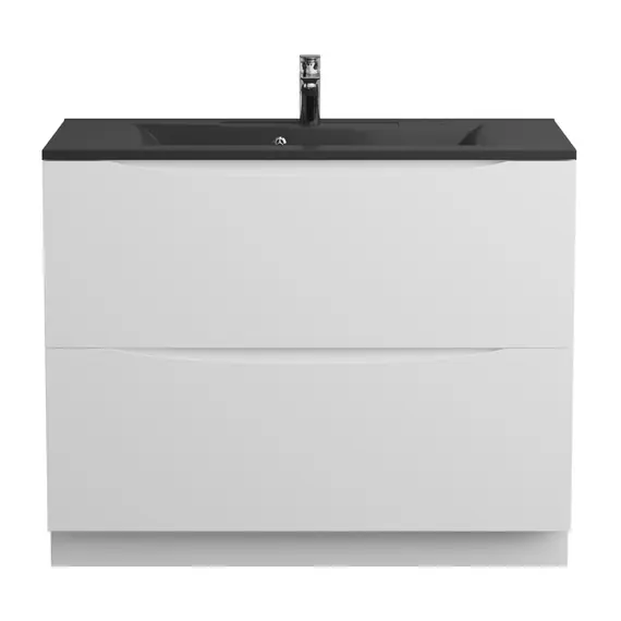 Тумба напольная с белой/черной раковиной BelBagno MARINO Bianco Lucido