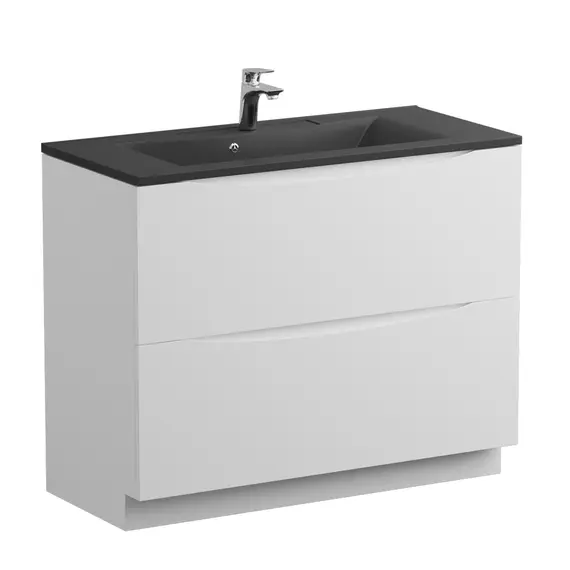 Тумба напольная с белой/черной раковиной BelBagno MARINO Bianco Lucido