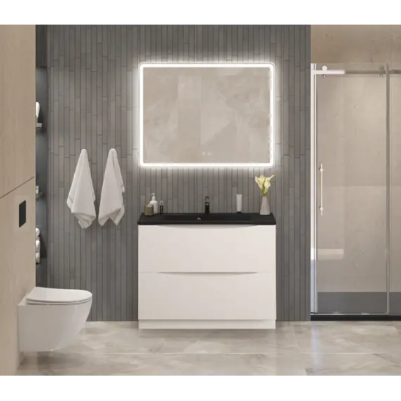 Тумба напольная с белой/черной раковиной BelBagno MARINO Bianco Lucido