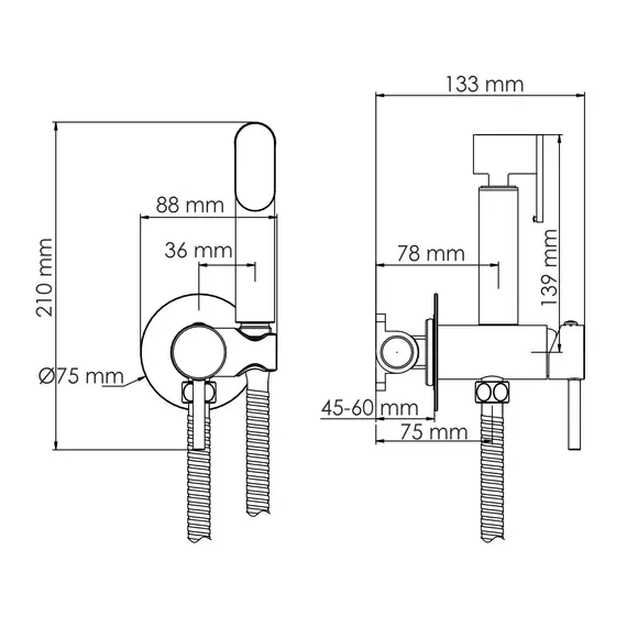 WasserKRAFT A70738 Встраиваемый смеситель для душа с гигиенической лейкой