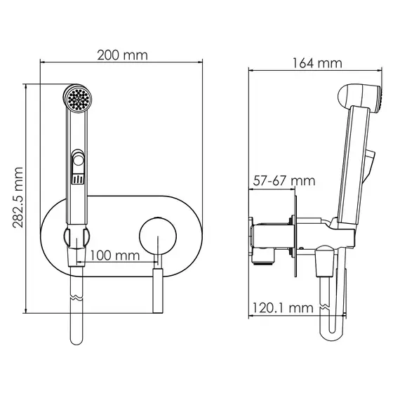 WasserKRAFT Gollach 3338 Встраиваемый смеситель для душа с гигиенической лейкой