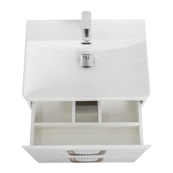 Тумба с раковиной подвесная BelBagno DUE Белый металлик