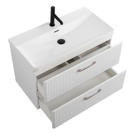 Тумба с раковиной подвесная BelBagno DUE Белый металлик